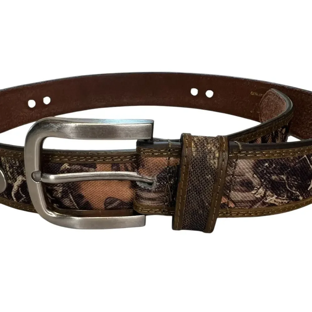 Zed Pro leather belt Mossy Oak camouflage SC Palmetto tree metal emblem